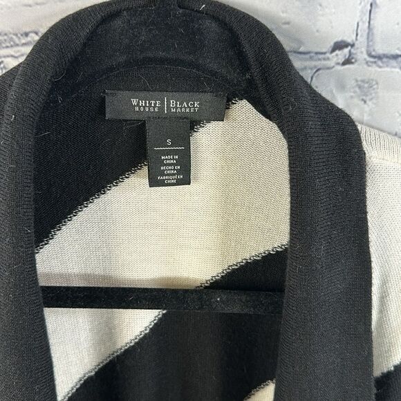 š¤ White House Black MarketāGeometric Stripe Wool-Blend Open Cardigan - Size Sm - Picture 2 of 4
